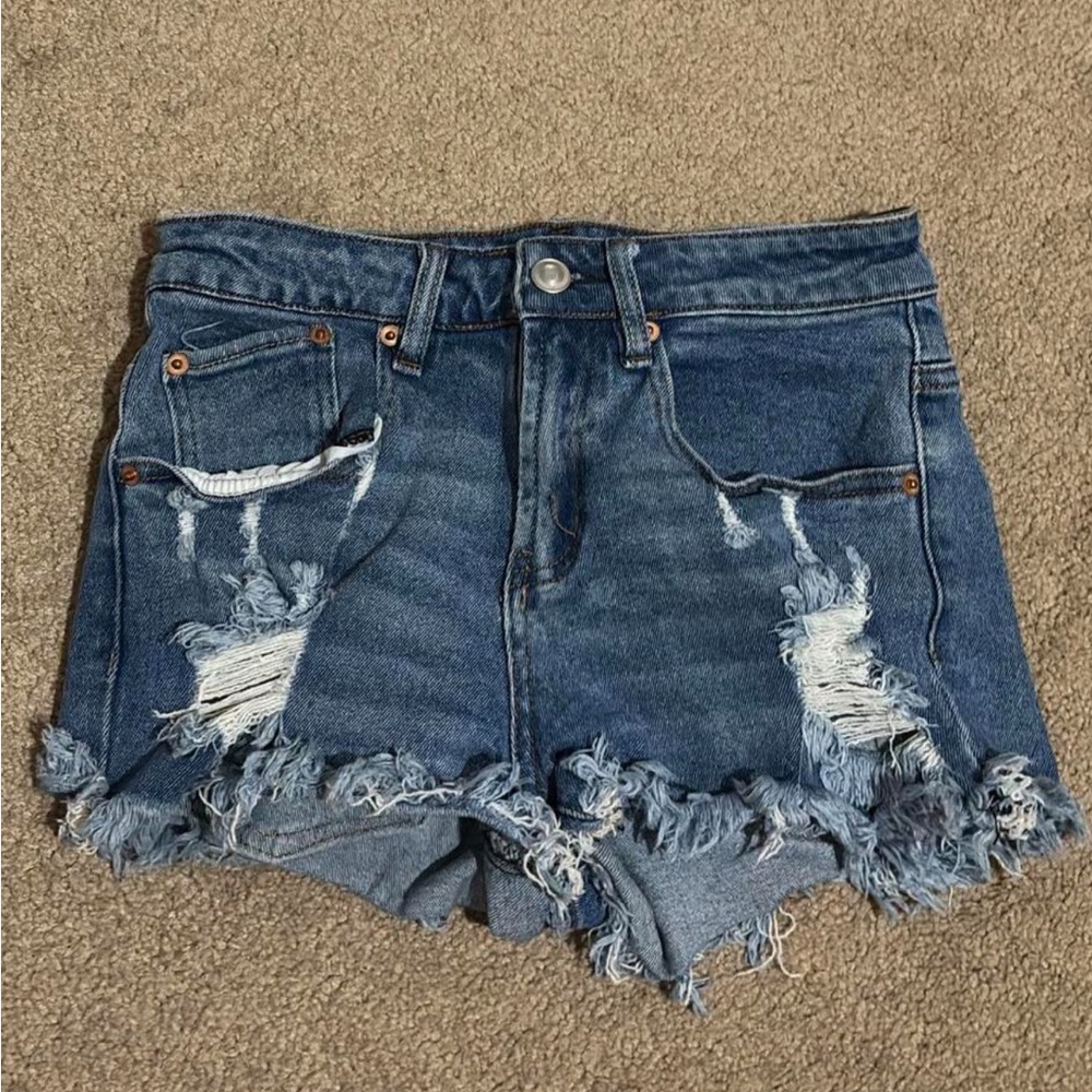 Distressed Blue Denim Shorts
